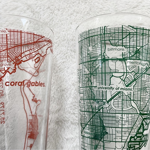 University of Miami Maps Drinkware Coral Gables Two 16 Oz. Pint Glasses - Picture 15 of 16